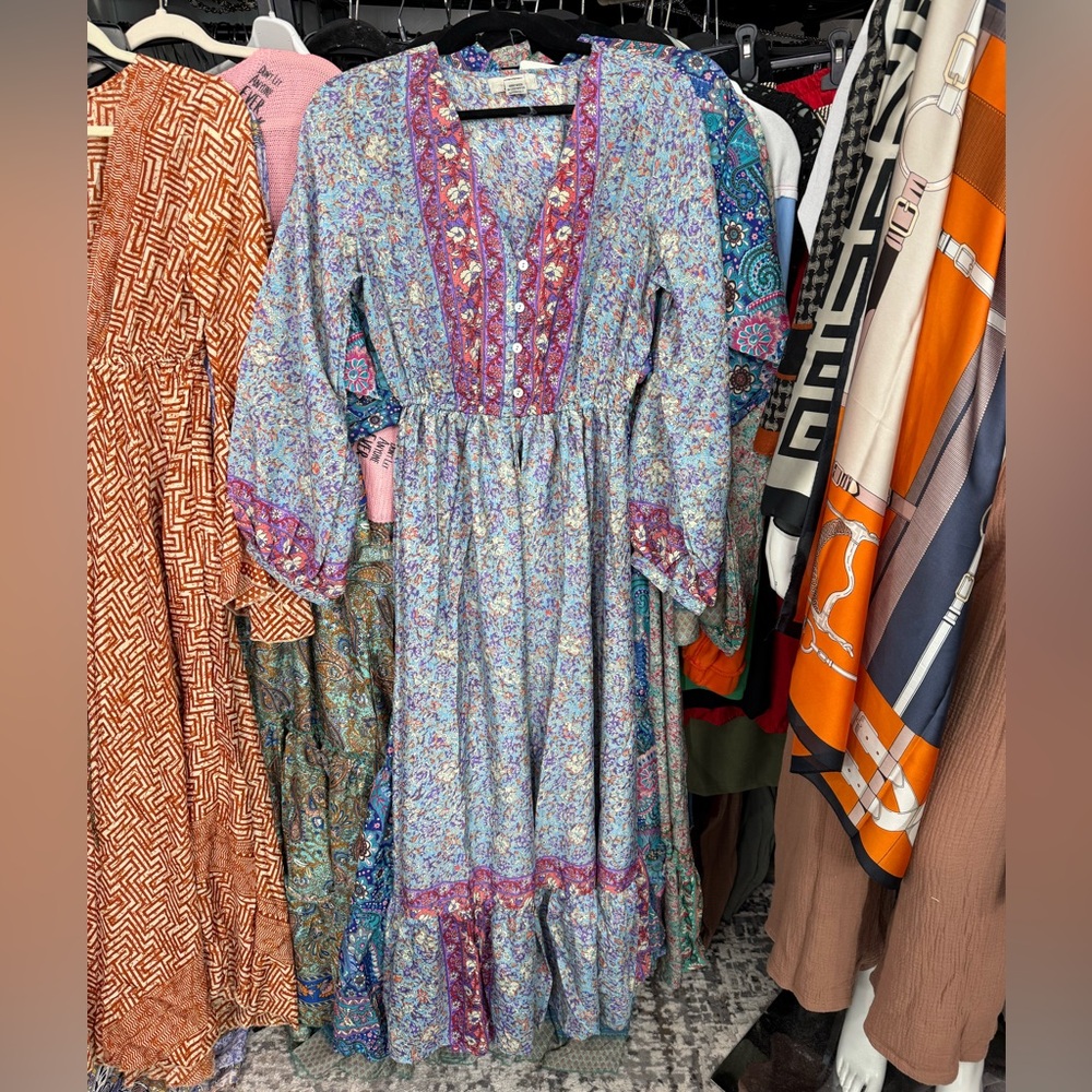 BOHO SILK BLEND Floral Bohemian Maxi Dress